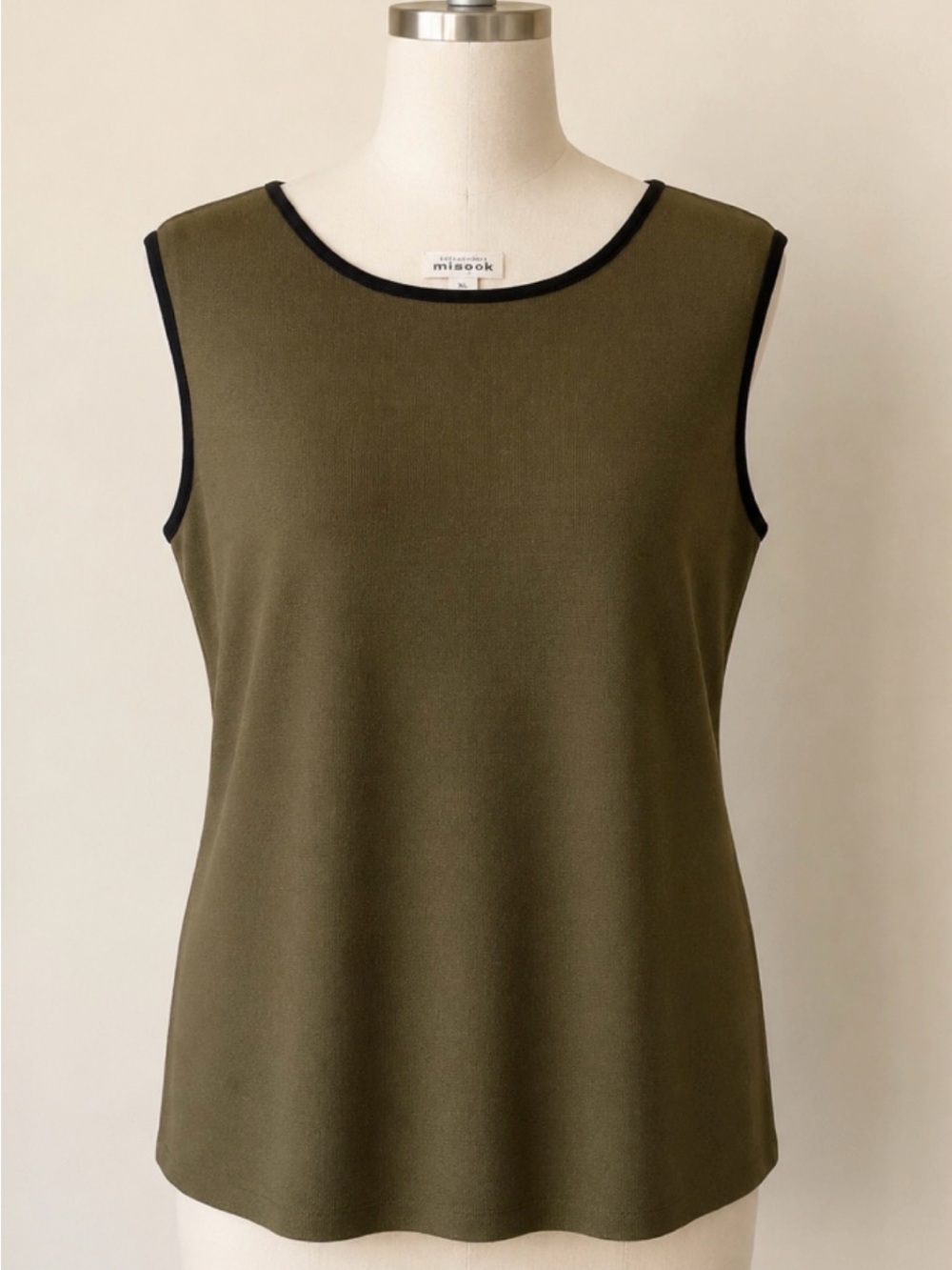 Misook Olive Green Sleeveless Shell Tank
